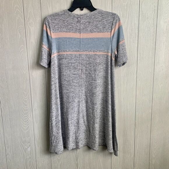 Lou & Grey Gray Multicolor Stripe Short Sleeve Dress Size Small - Picture 3 of 3